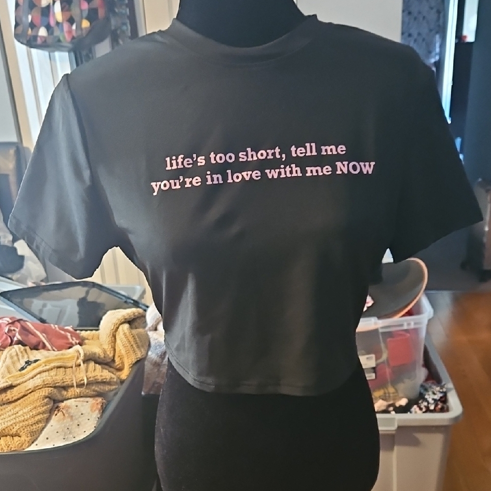 SHEIN Black Top with Pink Accents